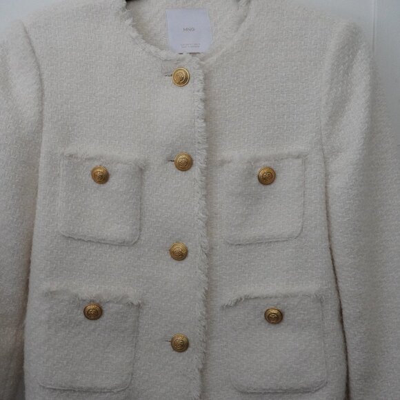 Mango Pocket Tweed Jacket w/ Gold Buttons | Size M - Picture 7 of 11